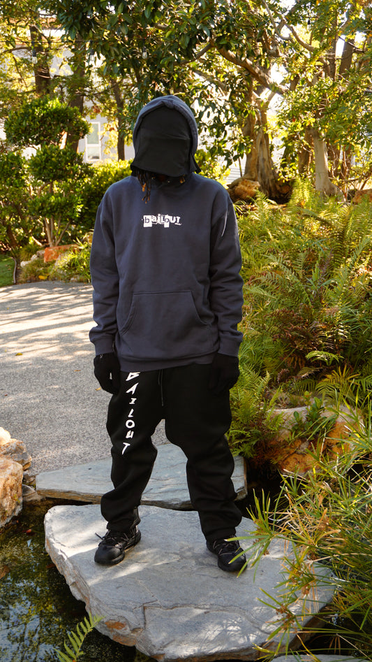 BAILOUT FONT NAVY HOODIE - Bailout Grounds